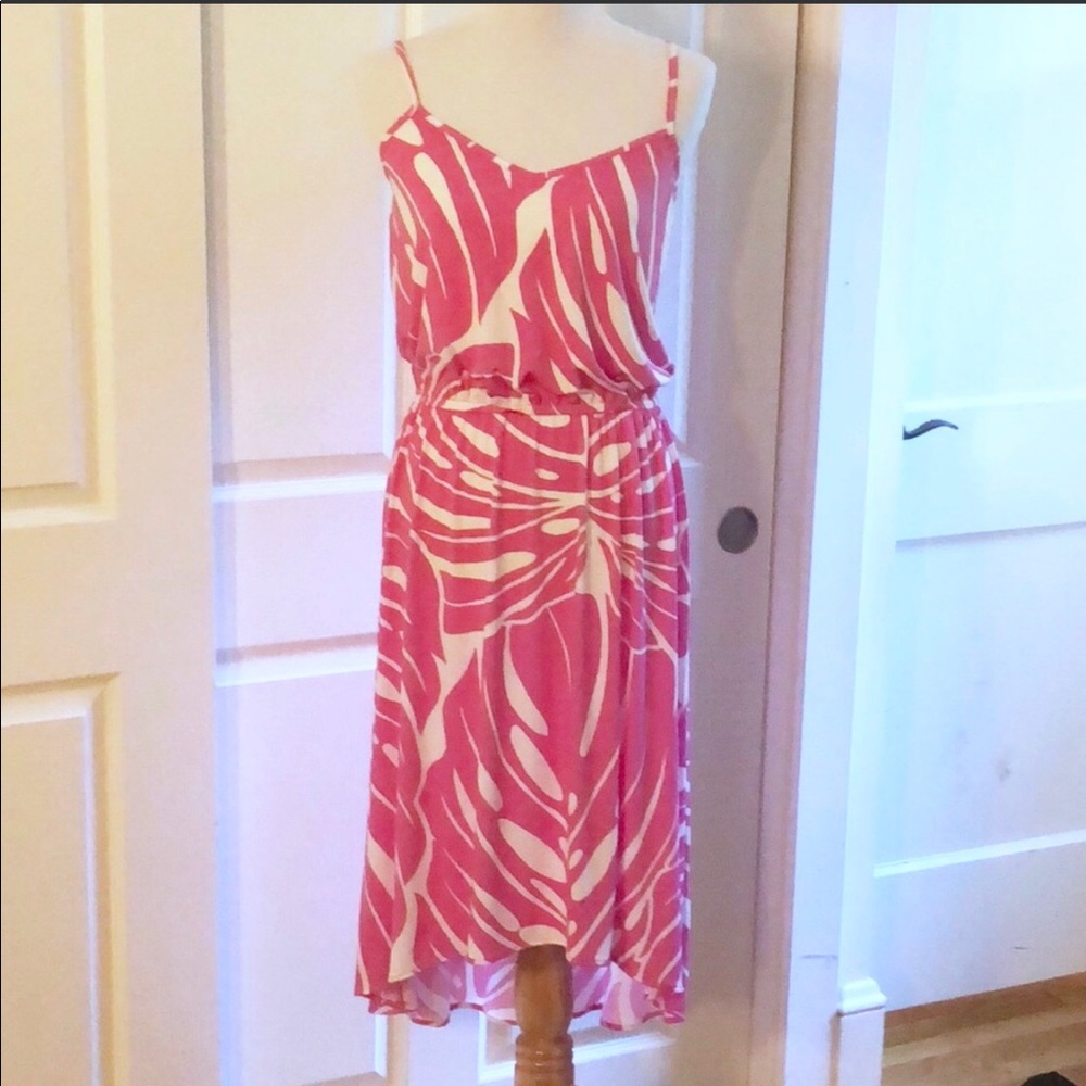 SOLD NWT Pink and White High-Low Hawaiian Dress - Picture 1 of 5